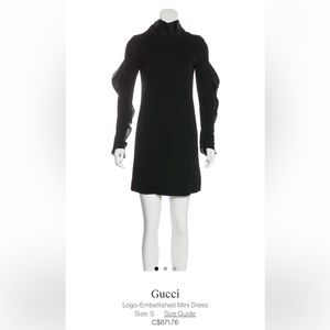 Gucci black dress with mesh ruffles